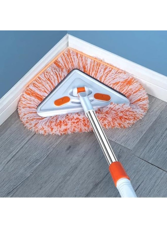 360-Degree Rotating Multifunctional Triangular Mop with Telescopic Extension Handle and Reusable Cloths for Home, Window, and Car Cleaning (Includes 3 Replacements) - Image 2