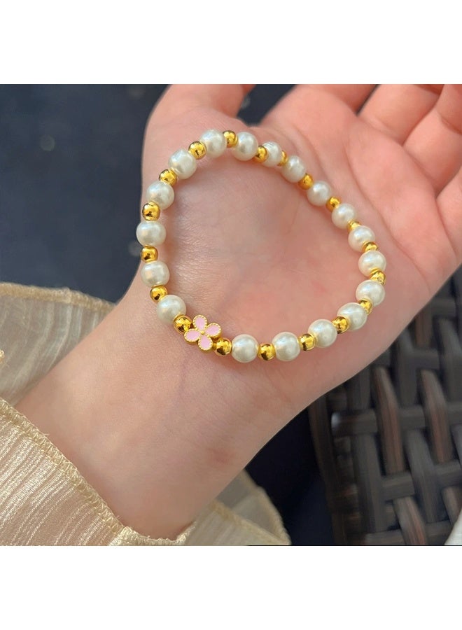 Goolsky French Irregular Pearl Flower Bracelet – Dainty Gold-Tone Luxe Jewelry, Elegant Minimalist Accessory for Women, Irregular Pearls & Flowers, Daily Wear/Gifting, Middle Eastern Aesthetic - Image 3