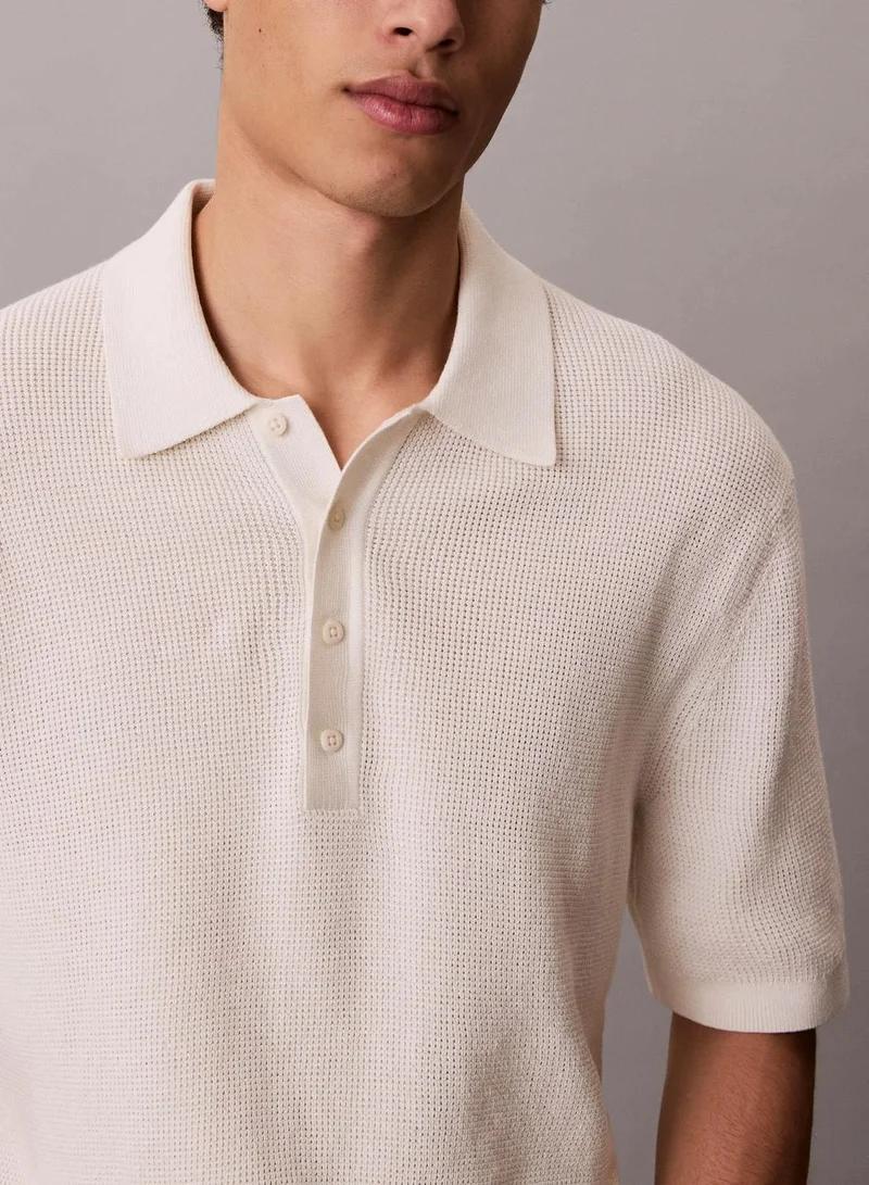 Calvin Klein Cotton Waffle Knit Polo Shirt