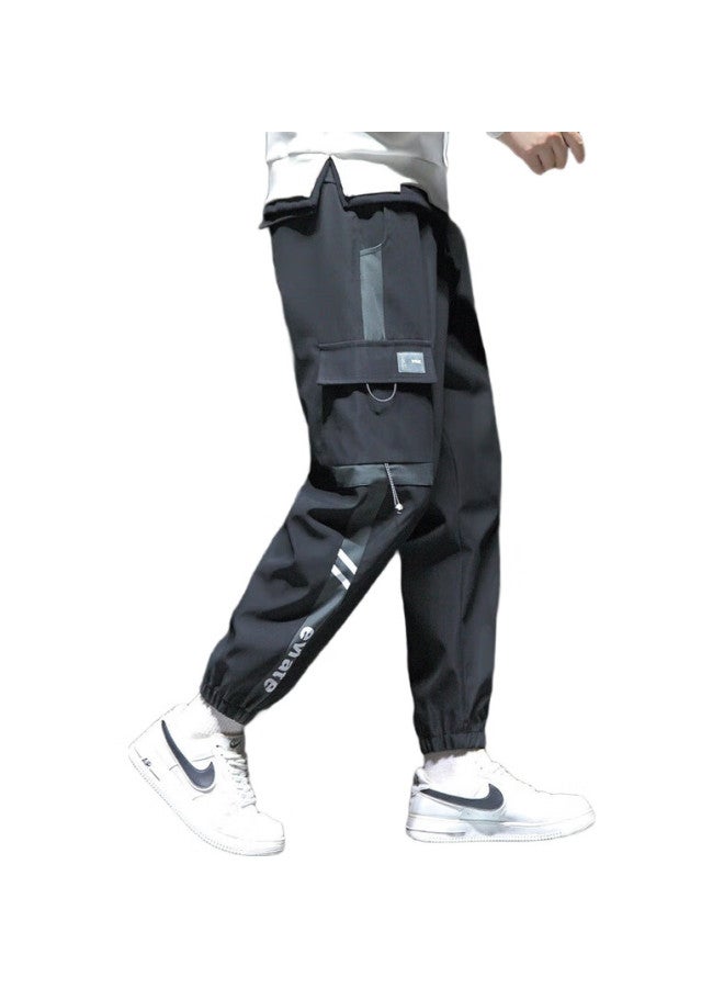 PLAYBOY Cargo Pants For Men, Spring And Summer Trousers, Casual Pants, Loose-Fitting Joggers, Trendy Long Pants, Black, Xl - Image 1