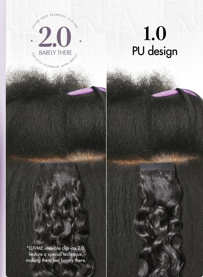 LUVME Invisible Clip in Hair Extensions Messy Curly Real Human Hair, Remy Hair Clip ins for Women, Natural Human Hair, 14 inch 110g 6Pcs, Natural Black - Image 4