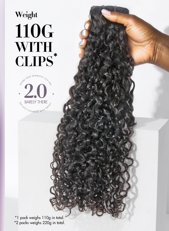 LUVME Invisible Clip in Hair Extensions Messy Curly Real Human Hair, Remy Hair Clip ins for Women, Natural Human Hair, 14 inch 110g 6Pcs, Natural Black - Image 2
