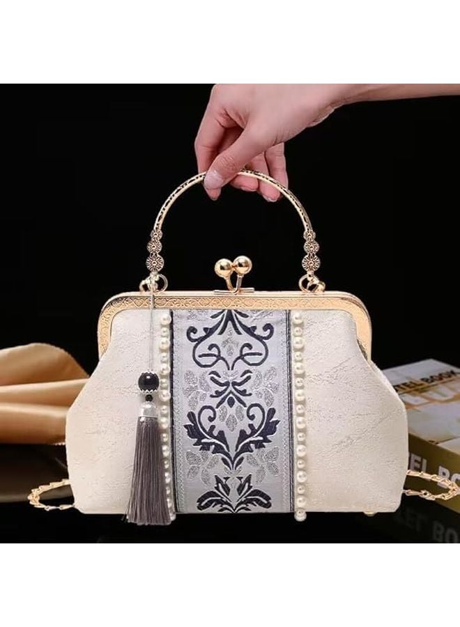 حقيبة كتف متقاطعة مطرزة بالزهور العتيقة للنساء مقاس 22 سم × 16 سم × 6 سم - Image 3