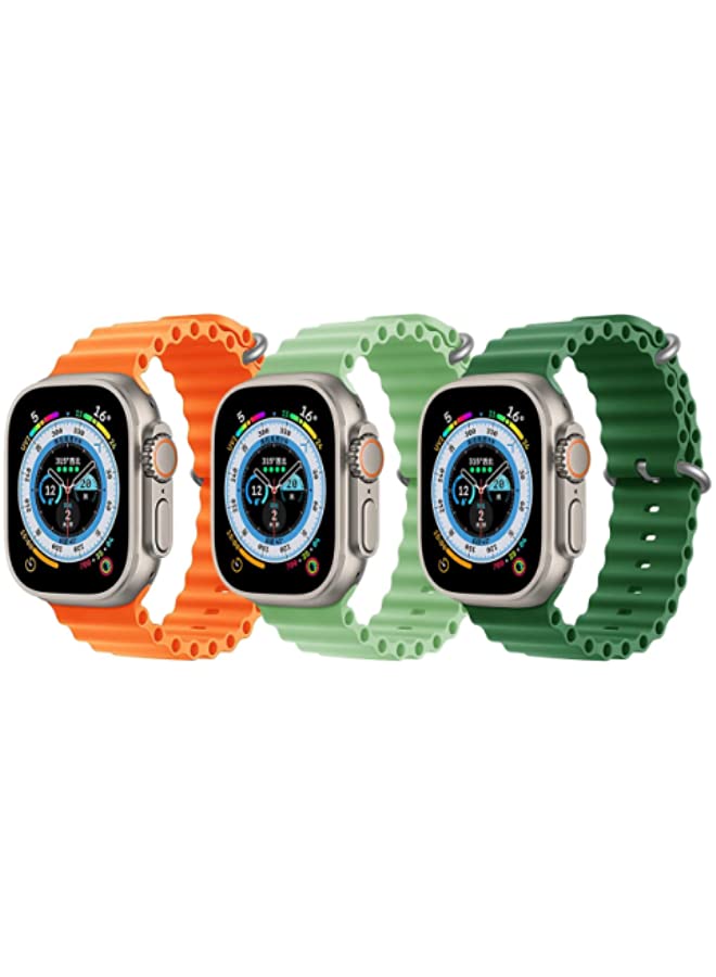 IAF Silicone Ocean Band Strap for Apple Watch 38/40/41mm Orange/Mint Green/Dark Green Set of 3