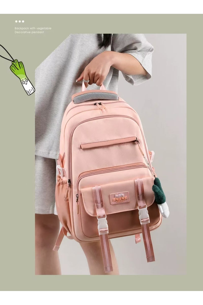 DLP New campus pink backpack, suitable for both men and women, waterproof backpack, student backpack, lightweight travel backpack, casual day bag, laptop backpack - Image 2