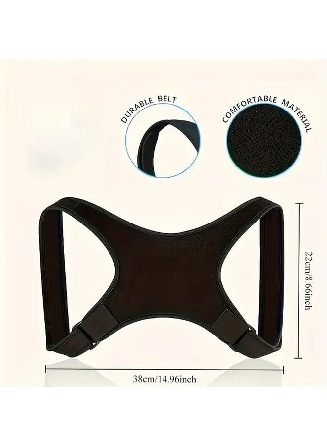 Unisex Adjustable Posture Corrector Back Brace Lumbar Support Belt Black One Size - Image 1