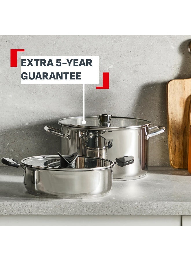 تيفال TEFAL Emotion+ XL Stockpot 26 cm + Lid | Premium Stainless Steel | 5 years Guarantee | Metal Utensil Resistant | Induction | 6-8 People | E3366355 stainless_steel 26cm - Image 5