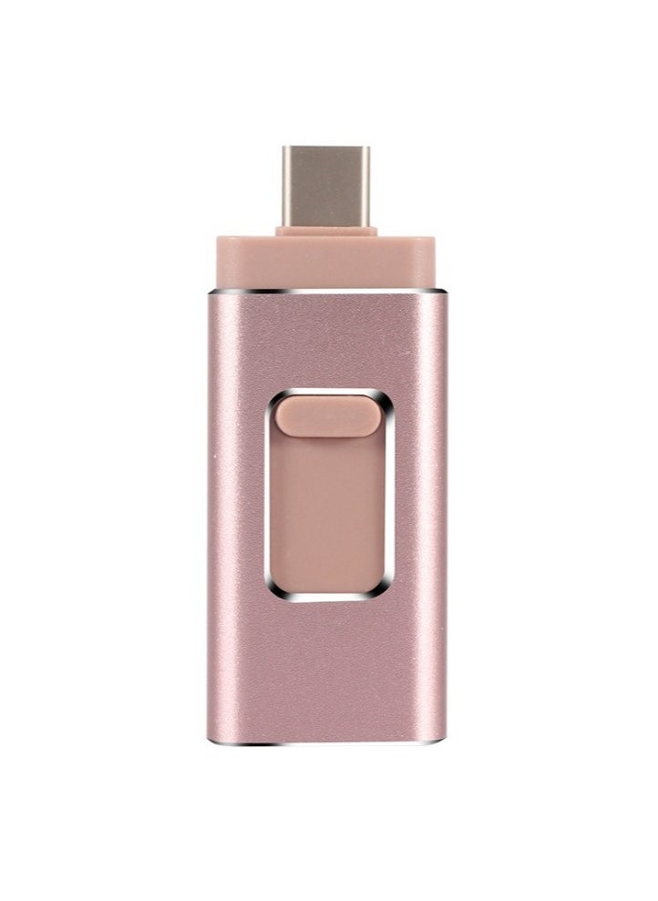 AROAQ - 8GB USB Flash Drive, Shock Proof 3-in-1 External USB Flash Drive, Safe And Stable USB Memory Stick, Convenient And Fast Metal Body Flash Drive, Rose Gold (Type-C Interface + apple Head + USB) - Image 1