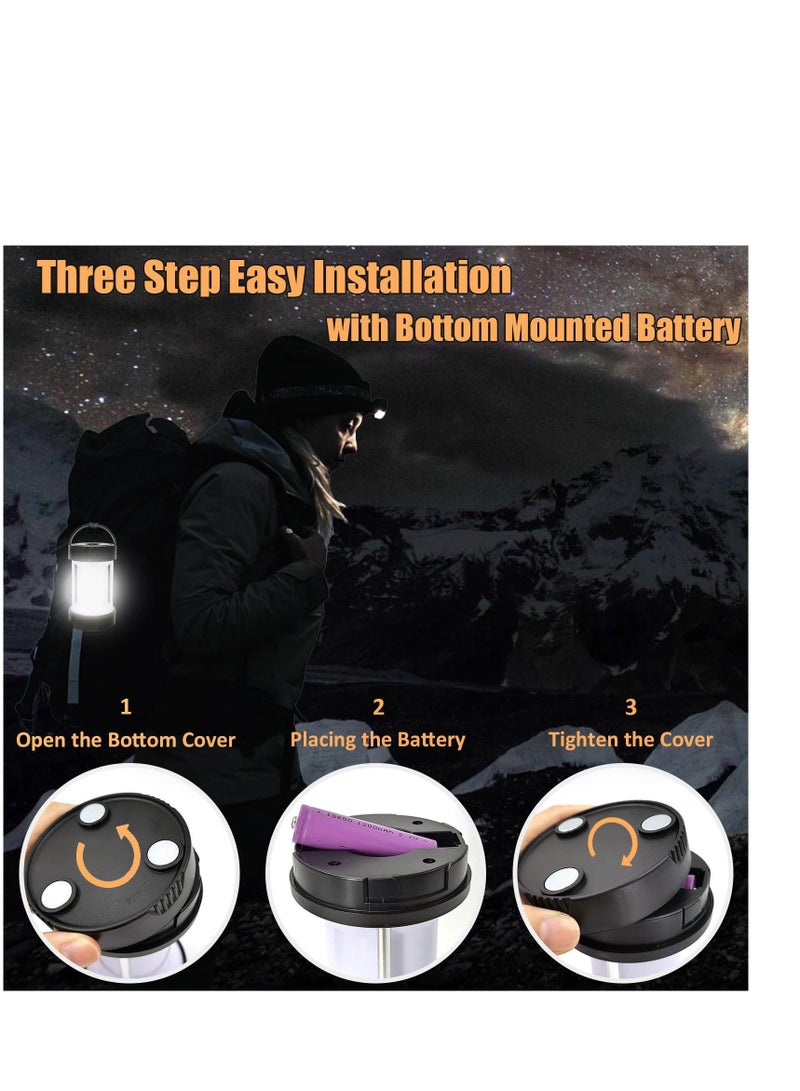 Solar LED Camping Lantern, IPX4 Waterproof Flashlight Emergency Light USB Rechargeable Tent Light Can Charge for Phone with Magnetic Base and Foldable Hook for Hurricane Power Outage Outdoor - Image 3