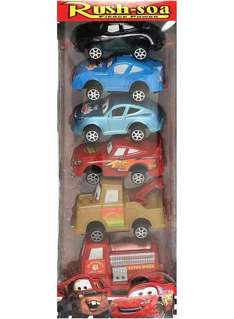 لعبة سباق سيارات سوبر للأطفال – 6 سيارات متعددة الألوان بتصميم فيرس باور ولايتنينج غاز، مناسبة للأولاد والبنات - Image 1
