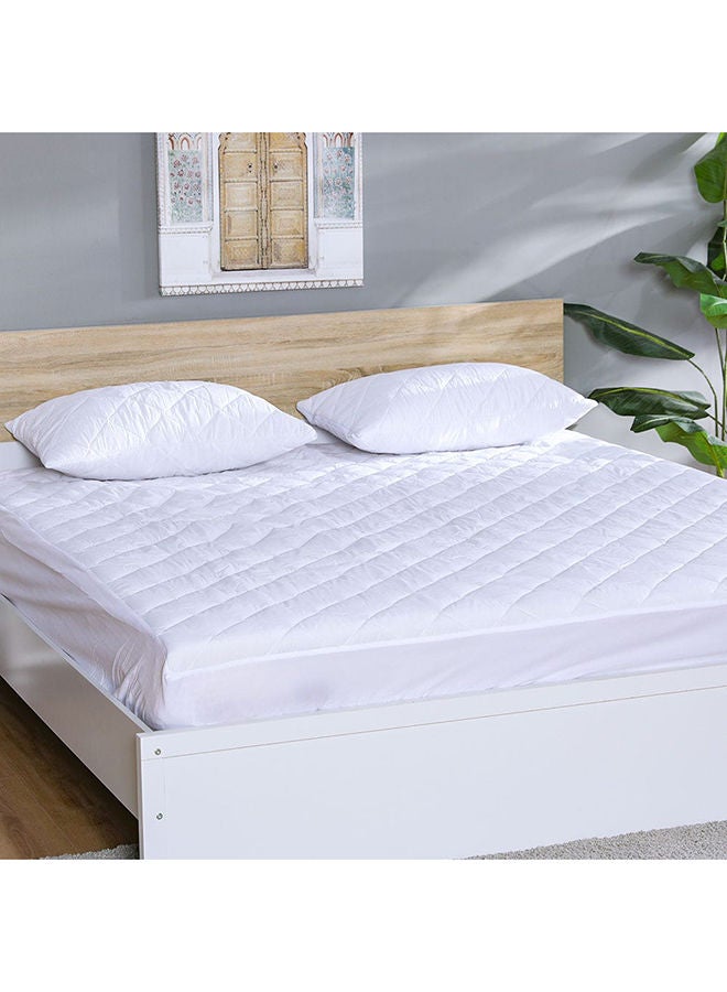 DANUBE HOME Quilted Mattress Protector King Size Poly Cotton  Zippered Hypoallergenic Mattress Encasement For Bedroom  L 180 X W 200X H 30 Cm  White - Image 3