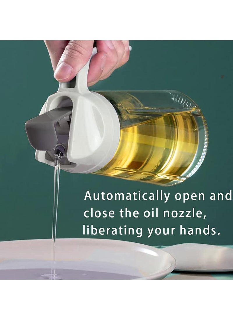 SYOSI - Oil Dispenser, Auto Flip Olive Oil Glass Bottle, 22 Oz Leakproof Condiment Container with Automatic Cap and Stopper, Drip Free  Spill Free Spout, Non Slip - Image 1