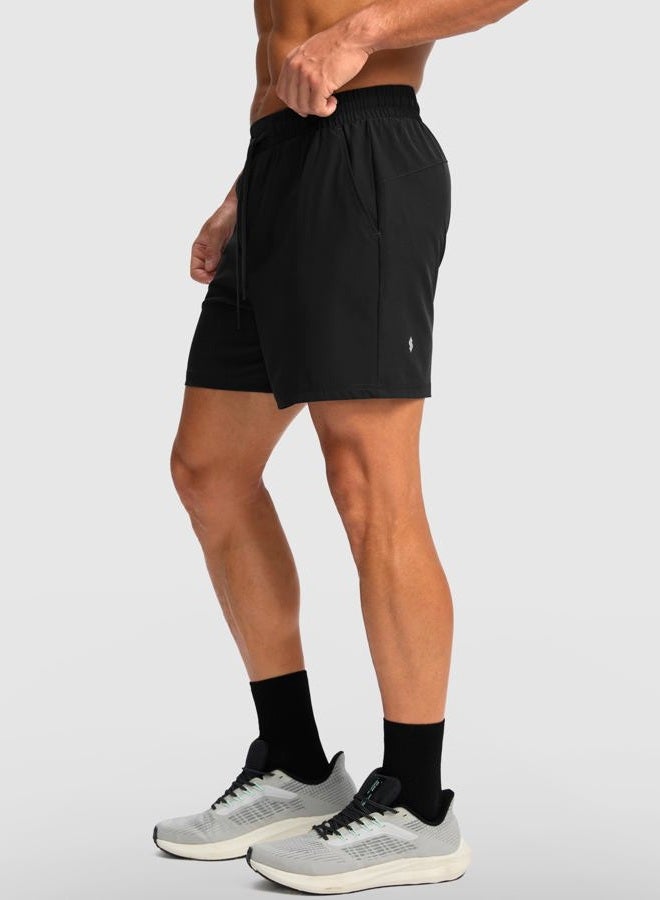 Soothfeel Men's Athletic Running Shorts with Zipper Pocket 5 Inch Quick Dry Exercise Tennis Shorts Gym Workout Shorts for Men(Black, Medium) - Image 2