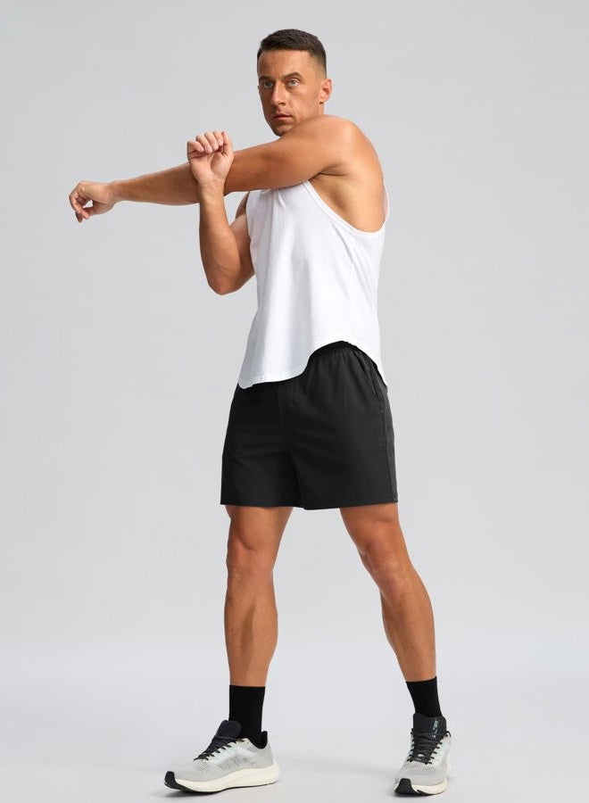 Soothfeel Men's Athletic Running Shorts with Zipper Pocket 5 Inch Quick Dry Exercise Tennis Shorts Gym Workout Shorts for Men(Black, Medium) - Image 3