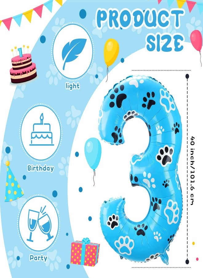 Hungdao 40 Inch Blue Dog Paw Number Theme Balloon Giant Paw Balloon Blue Dog Party Favors for Party Birthday Party Decoration Supplies(Number 3) - Image 2