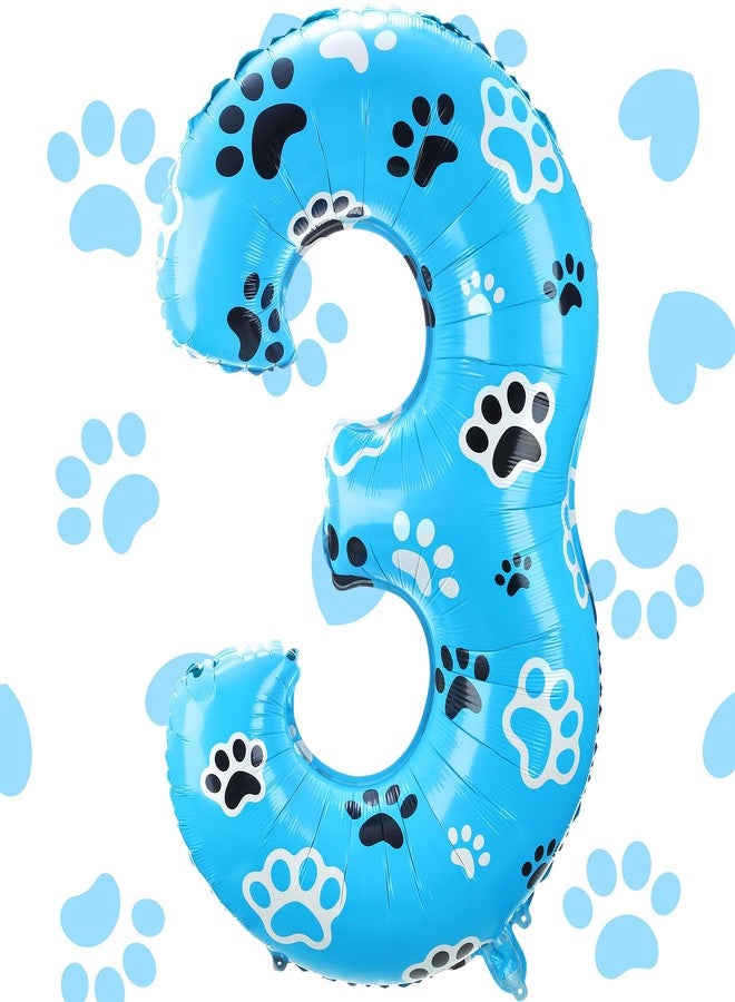 Hungdao 40 Inch Blue Dog Paw Number Theme Balloon Giant Paw Balloon Blue Dog Party Favors for Party Birthday Party Decoration Supplies(Number 3) - Image 1