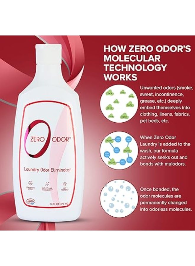 Zero Odor – Laundry Odor Eliminator - Permanently Eliminate laundry Odor – Patented Molecular Technology Best For Clothes, Towels & Linens, Shoes, Bags, Etc. - rinse and refresh Again, 16oz - Image 4