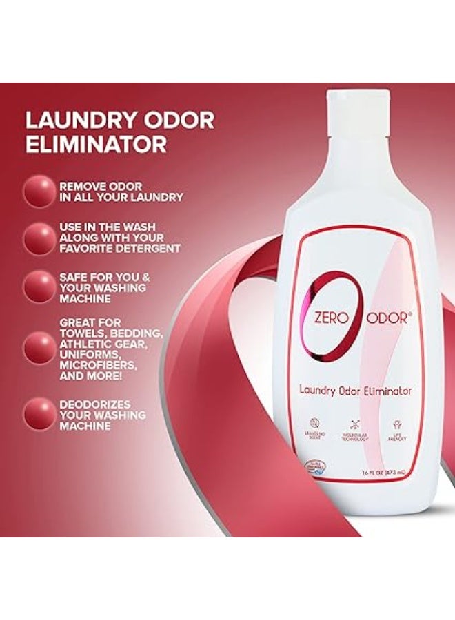 Zero Odor – Laundry Odor Eliminator - Permanently Eliminate laundry Odor – Patented Molecular Technology Best For Clothes, Towels & Linens, Shoes, Bags, Etc. - rinse and refresh Again, 16oz - Image 2
