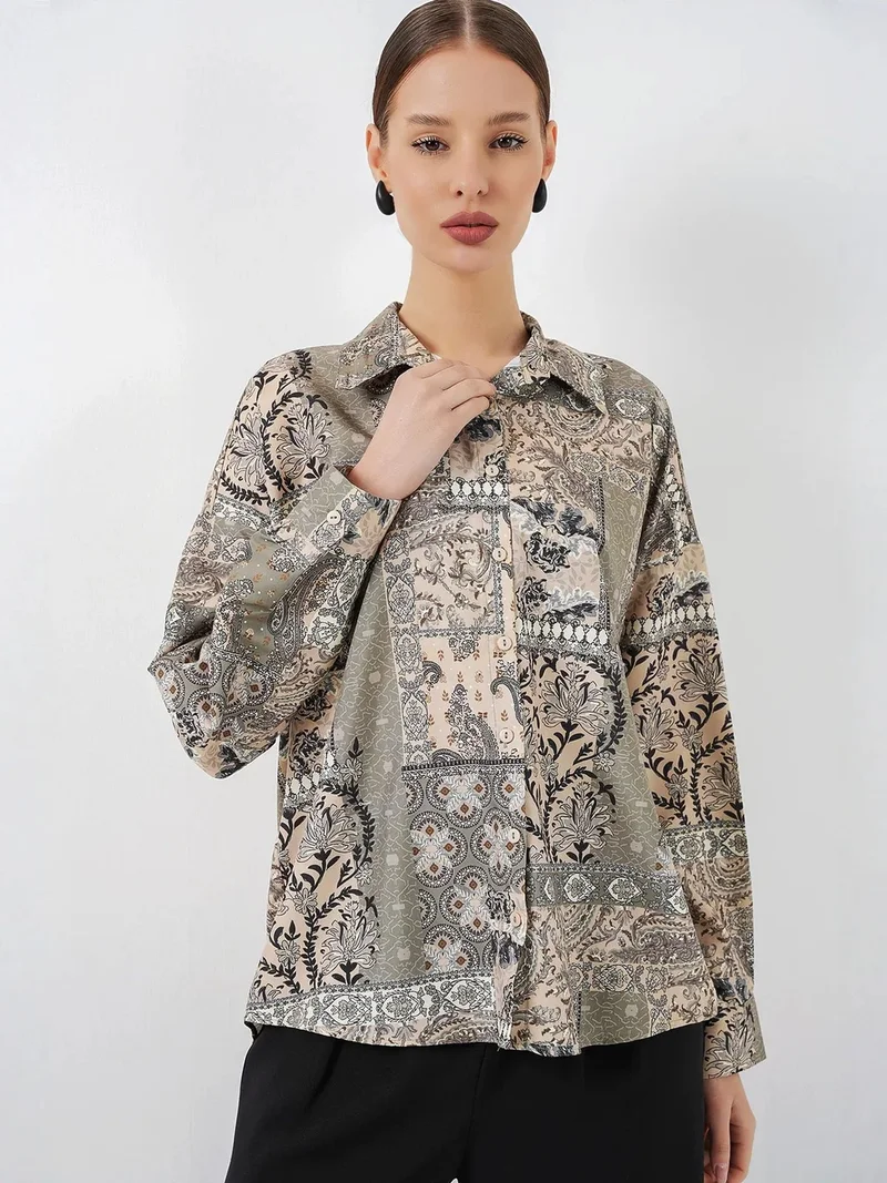 بيغ دارت BDART Oversized Paisley Print Button-Up Shirt