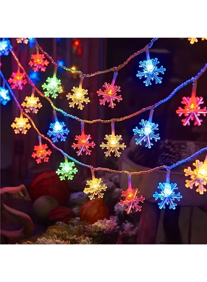 236 22 Inch 40 LEDs Snowflake Fairy Lights White Light Battery Operated Indoor Decor - Image 1