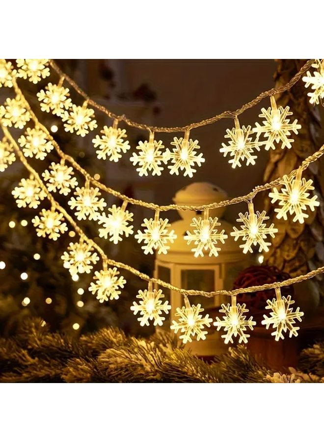 236 22 Inch 40 LEDs Snowflake Fairy Lights White Light Battery Operated Indoor Decor - Image 2