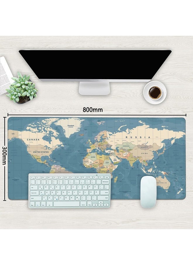 Large Gaming Mousepad with Non-Slip Rubber Base and Stitched Edge Smooth Cloth Surface Long Computer Keyboard Mouse Mat for Home Office Work Desk 800*300*3MM