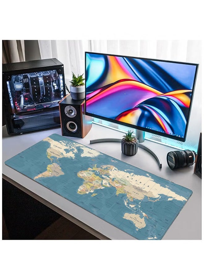 Large Gaming Mousepad with Non-Slip Rubber Base and Stitched Edge Smooth Cloth Surface Long Computer Keyboard Mouse Mat for Home Office Work Desk 800*300*3MM
