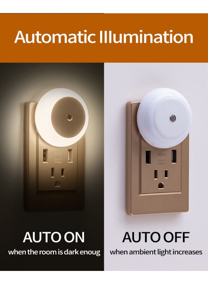 【Warm White 3000K】Sensor Night Light Plug-In (1-Pack) – LED Wall Lamp with Smart Dusk-to-Dawn Light Sensor, Auto On/Off Energy-Saving Nightlight for Kids Room, Bedroom, Hallway & Stairs - Image 1