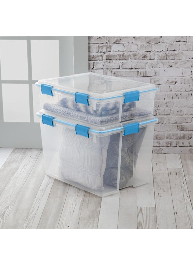 Sterilite STERILITE 19384304 80 Quart/76 Liter Box, Clear Lid and Base with Blue Aquarium Latches and Gasket, 4-Pack  - Image 4