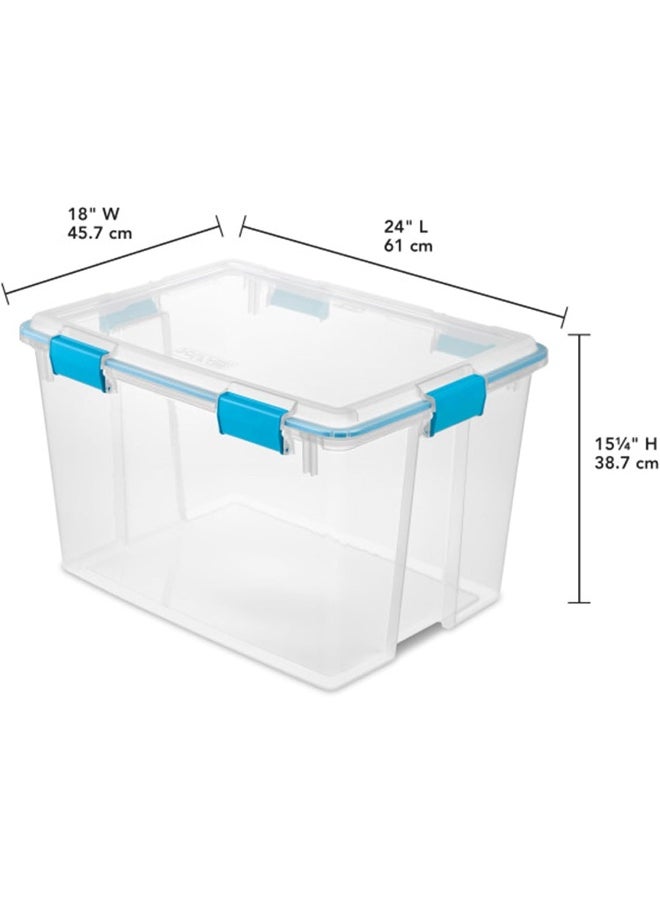 Sterilite STERILITE 19384304 80 Quart/76 Liter Box, Clear Lid and Base with Blue Aquarium Latches and Gasket, 4-Pack  - Image 3