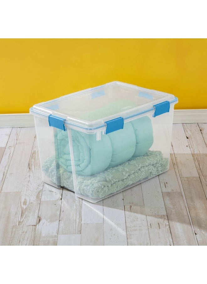 Sterilite STERILITE 19384304 80 Quart/76 Liter Box, Clear Lid and Base with Blue Aquarium Latches and Gasket, 4-Pack  - Image 5