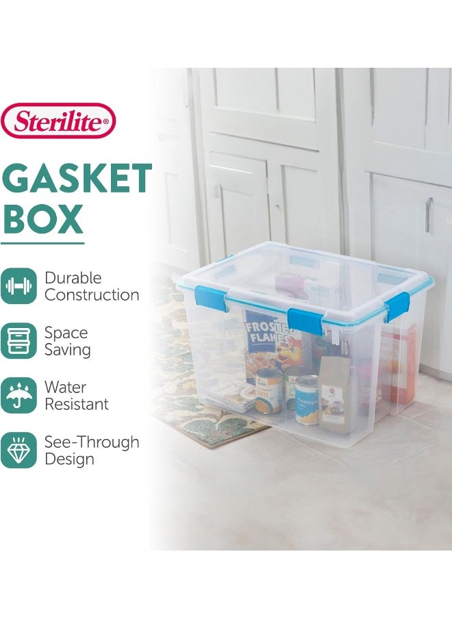 Sterilite STERILITE 19384304 80 Quart/76 Liter Box, Clear Lid and Base with Blue Aquarium Latches and Gasket, 4-Pack  - Image 2
