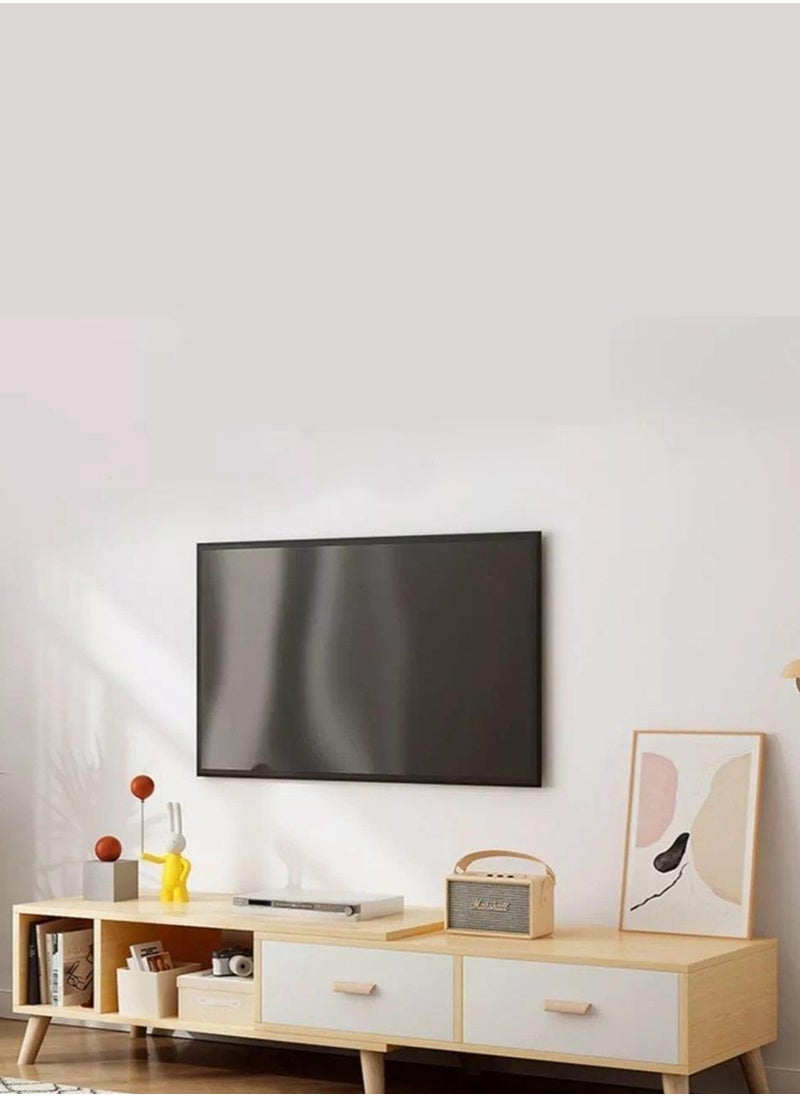 fashionhome - طاولة وحدة تحكم تلفزيون خشبية، خزانة حامل تلفزيون بطول قابل للتعديل مع أرجل خشبية صلبة - Image 1