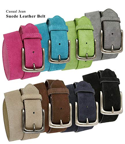 Belts.com Men's Belt Rounded Edge Heel Bar Buckle Casual Jean Suede Leather Belt 1 1/2" Wide (Gray, 34) - Image 5