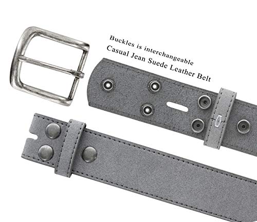 Belts.com Men's Belt Rounded Edge Heel Bar Buckle Casual Jean Suede Leather Belt 1 1/2" Wide (Gray, 34) - Image 2