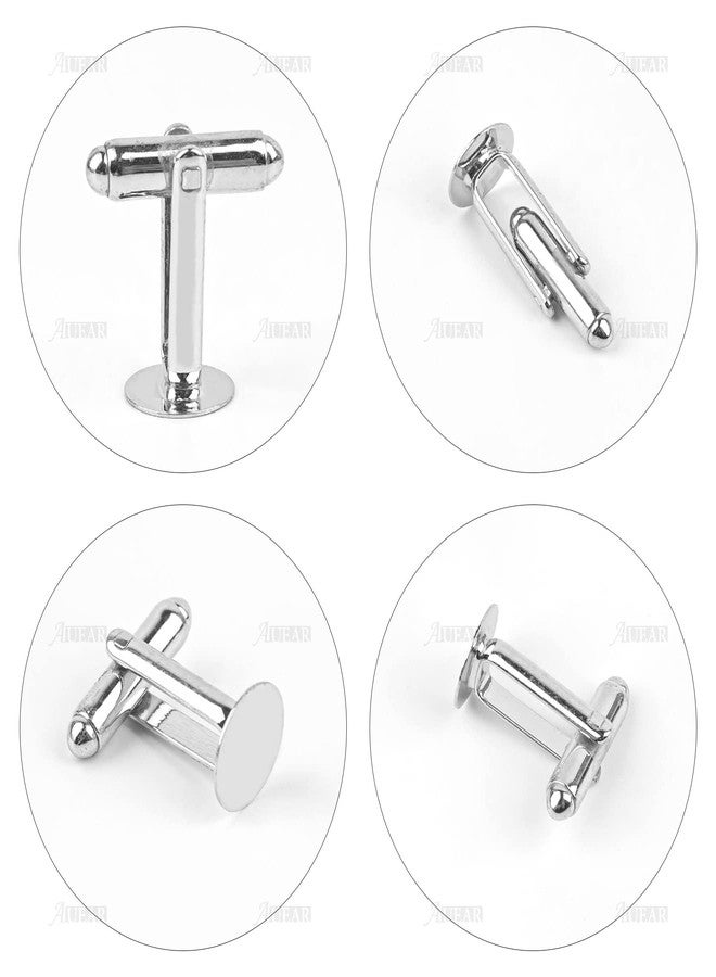 AUEAR, 20 Pack Metal Cufflinks Cuff Button Blank Cabochons Tray Bezel Cufflink Blanks Setting for Jewelry Making DIY Crafts - Image 3