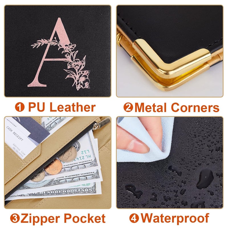 FIODAY Server Book, Alphabet Server Books for Waitress, Leather Waitress Book with Zipper Pocket Serving Book Server Manual Checkbook Fits Server Apron,A - Image 2