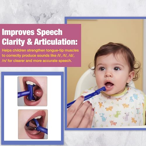Safe-O-Kid 2 Pcs Speech Therapy Tools Tongue Training Kit | Professional Tongue Tip Exerciser for Kids & Adults | Oral Motor Exercise Set for Pronunciation, Speech Practice & Rehab | Blue - Image 2