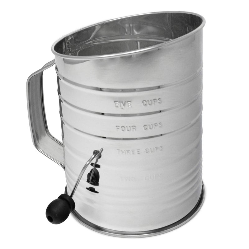 Norpro 5-Cup Stainless Steel Crank Flour Sifter - Image 1