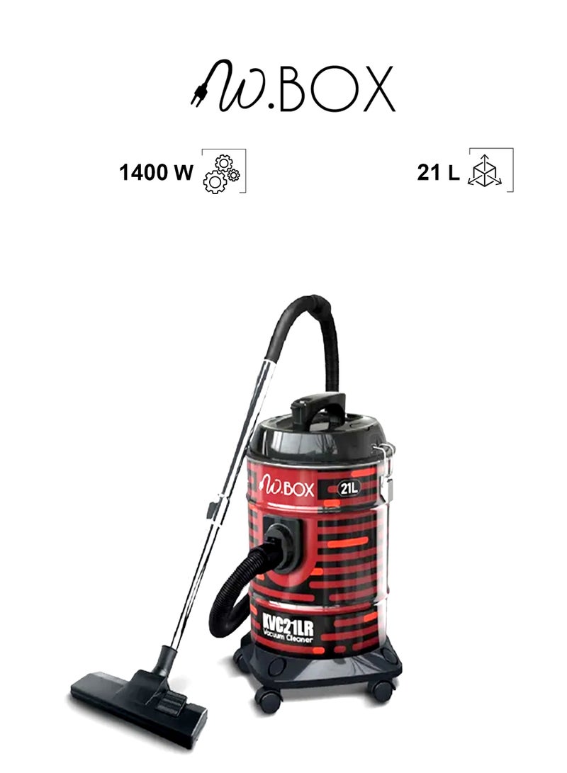 دبليو بوكس مكنسة برميل - 21 لتر - 1400 وات - أسود*أحمر - KVC21LR - Image 1