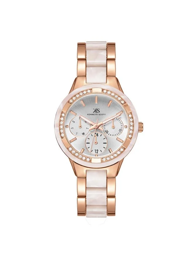 KENNETH SCOTT Women's Alloy and Acetate Plastic Multi Function Watch K24604-RCWW - 10.3 mm