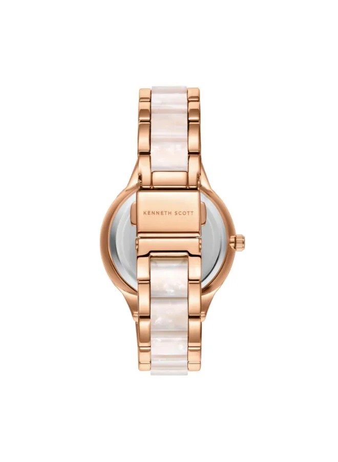 كينيث سكوت Women's Alloy and Acetate Plastic Multi Function Watch K24604-RCWW - 10.3 mm