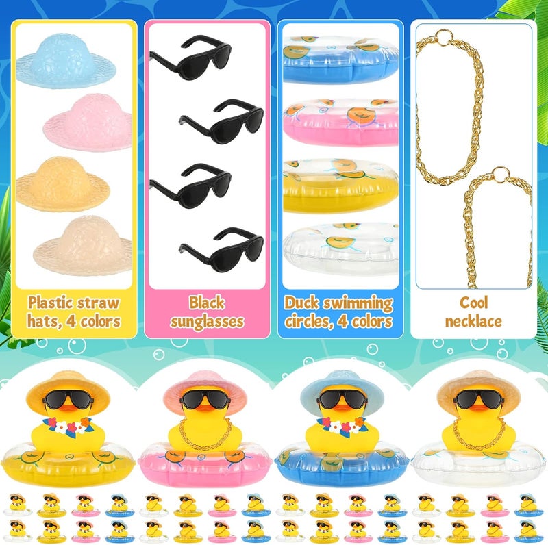 Jerify 48 Pieces Summer Rubber Ducks Hawaiian Rubber Duck 2 Inch Beach Rubber Duck Funny Bathtub Toys with Beach Bag for Birthday Beach Theme Party Favor Shower Swimming Pool Games Gift Supplies Pool - Image 3