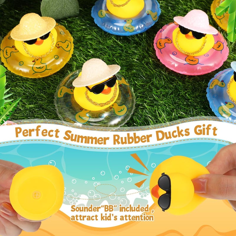 Jerify 48 Pieces Summer Rubber Ducks Hawaiian Rubber Duck 2 Inch Beach Rubber Duck Funny Bathtub Toys with Beach Bag for Birthday Beach Theme Party Favor Shower Swimming Pool Games Gift Supplies Pool - Image 2