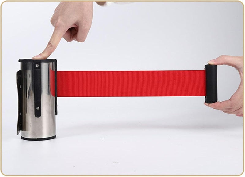 Retractable Queue Barrier Belt, Wall Mounted Crowd Control Ribbon-Retractable Security Belt for Retail Stores, Airports, Banks, School(B,5M/16.4FT) - Image 2