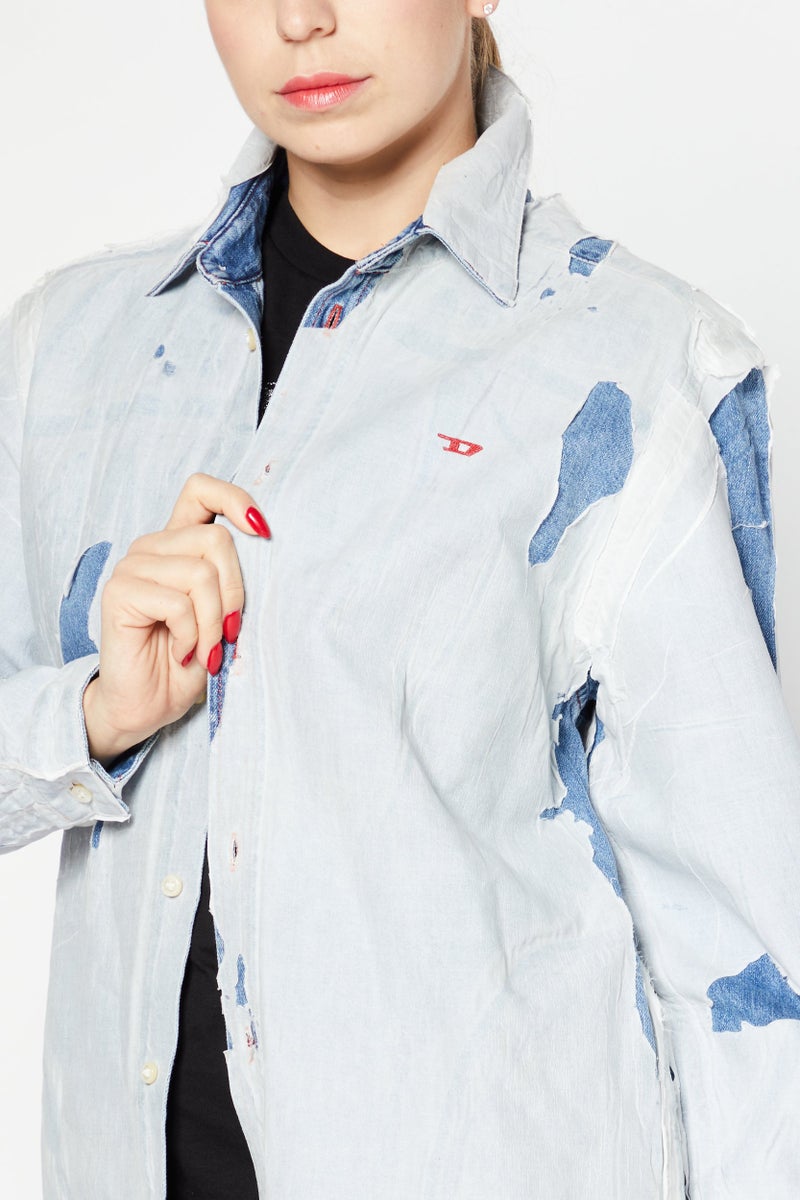 DIESEL جاكيت جينز نسائي سادة، أزرق - Image 2