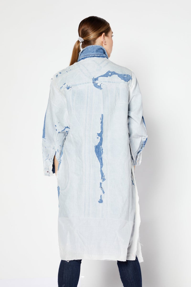 DIESEL جاكيت جينز نسائي سادة، أزرق - Image 3