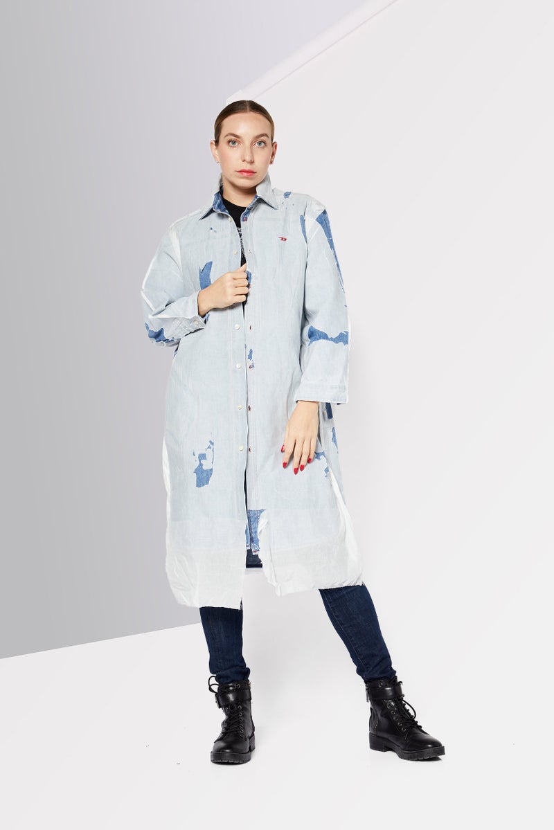 DIESEL جاكيت جينز نسائي سادة، أزرق - Image 1