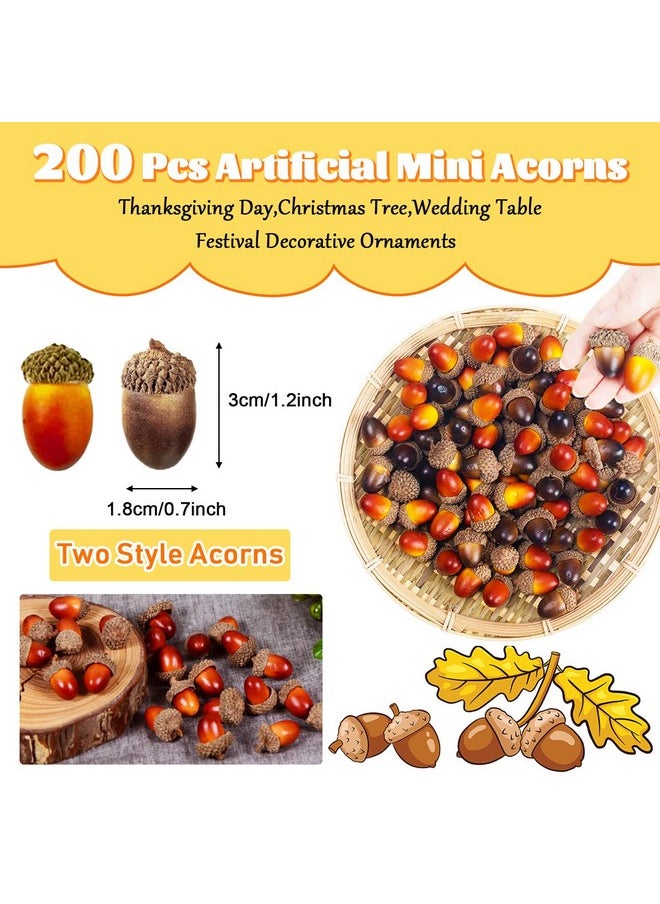 Cshangzei Cshangzei 200PCS Mini Artificial Acorns,Bulk Fake Acorn with Natural Cap Lifelike for Fall Thanksgiving Halloween Decoration,Wedding Decor,Vase Filler,DIY Crafts  - Image 2