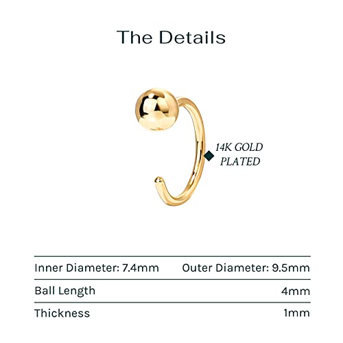 PAVOI 14K Gold Plated 925 Sterling Silver Huggie Half Hoop Earrings | Hypoallergenic Minimalist Tiny Cartilage Earring (Ball, Yellow Gold) - Image 3